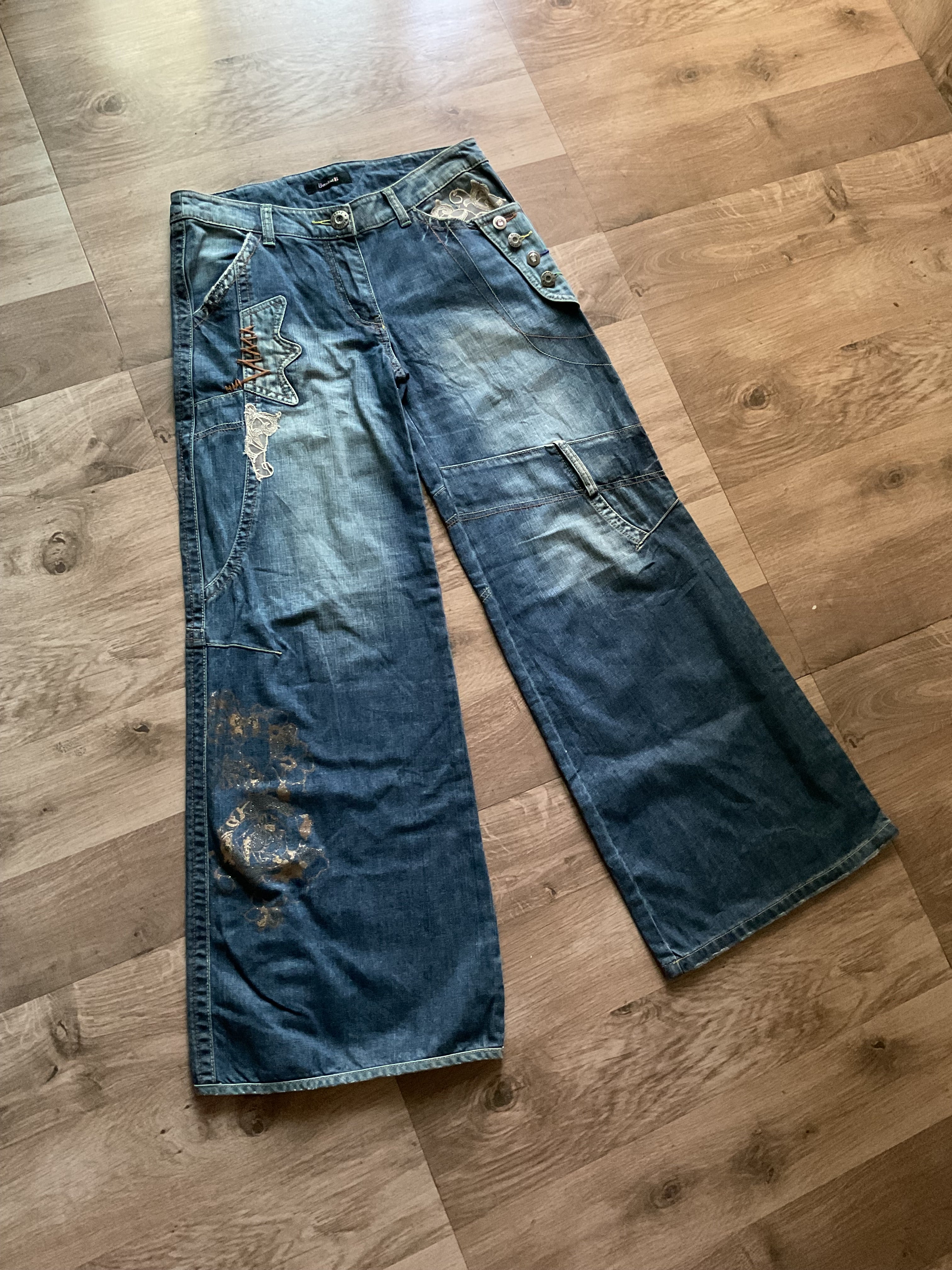 Y2K Denim Patchwork Jeans