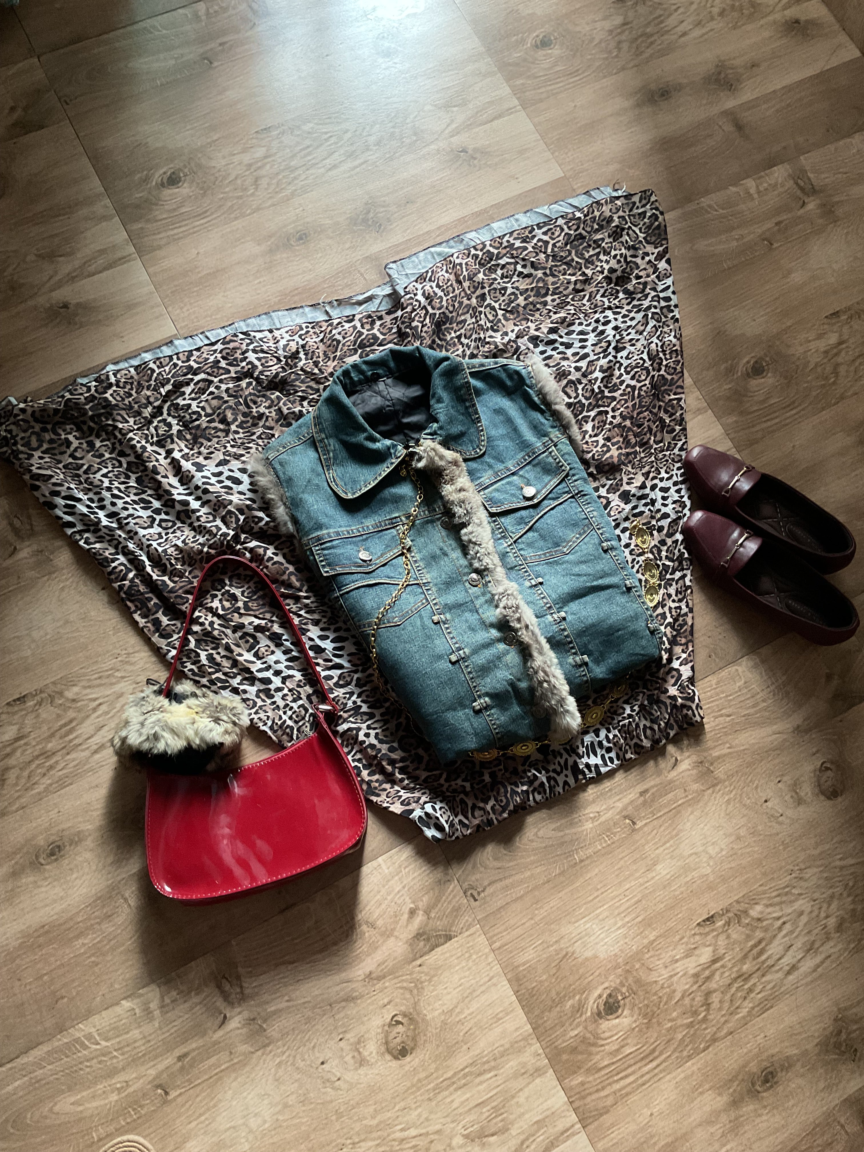 Denim Fur Sleeveless Jacket