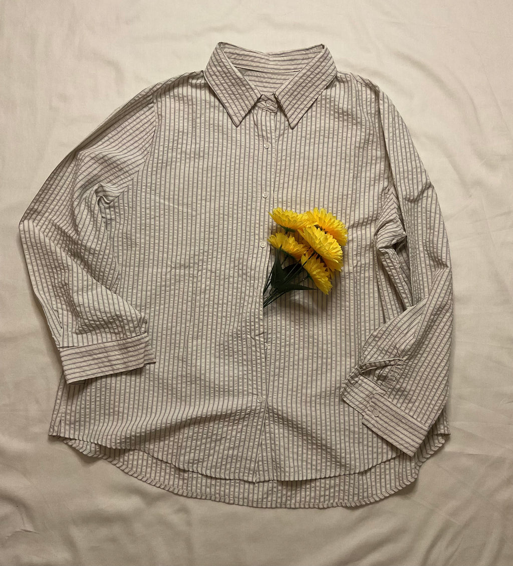 Waffle Stripe Oversized Shirt