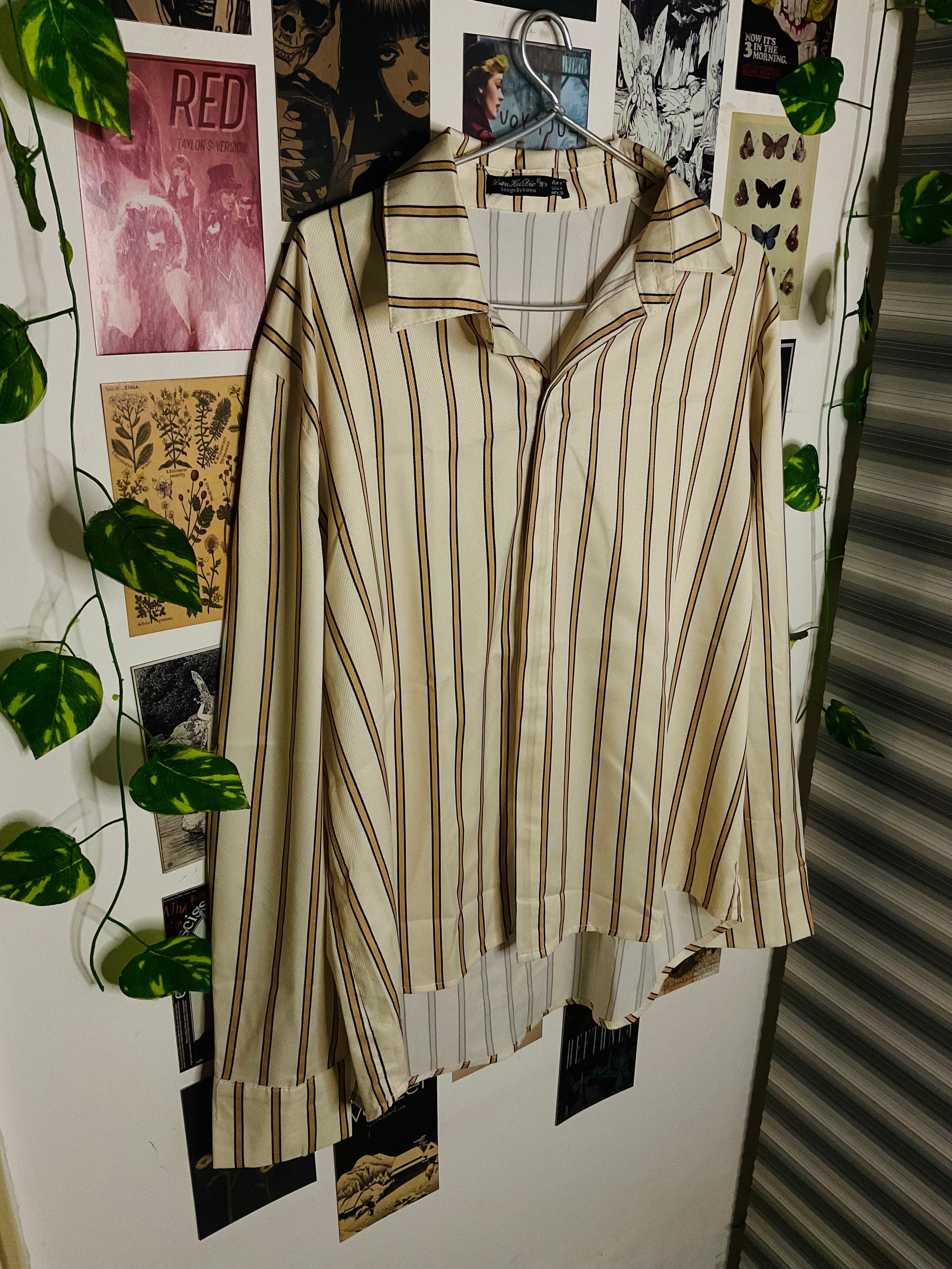 Mocha Satin Stripe Shirt