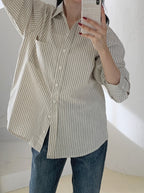Waffle Stripe Oversized Shirt