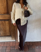 Mocha Satin Stripe Shirt